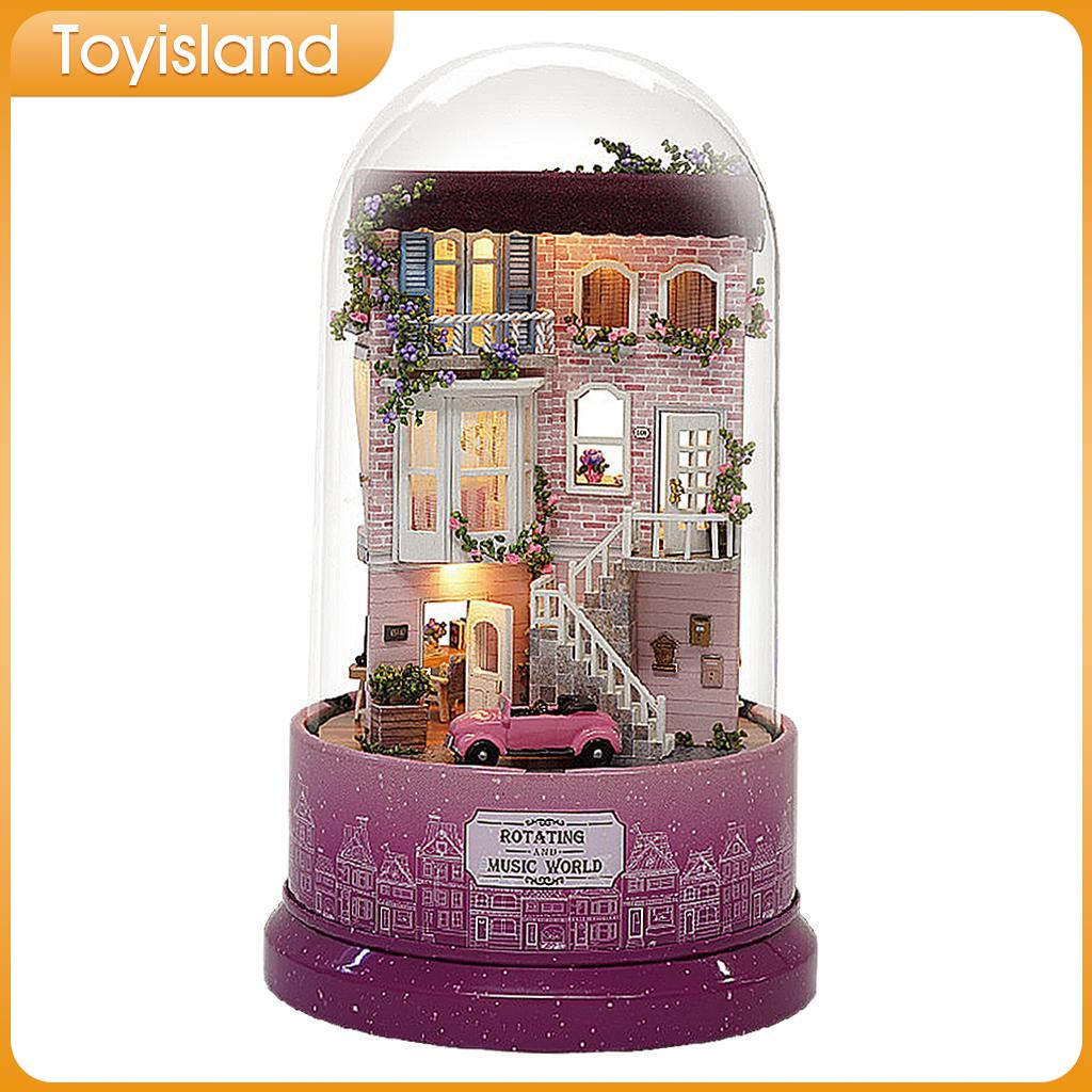 Toyisland xoay Bộ Nhà búp bê tí hon bụi che khúc nhạc thế giới cổ tích