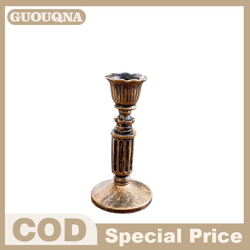 GUOUQNA เชิงเทียนวินเทจสำหรับเรียวเชิงเทียนเรซินย้อนยุคทองแดงโบราณเชิงเทียนสำหรับงานแต่งงาน