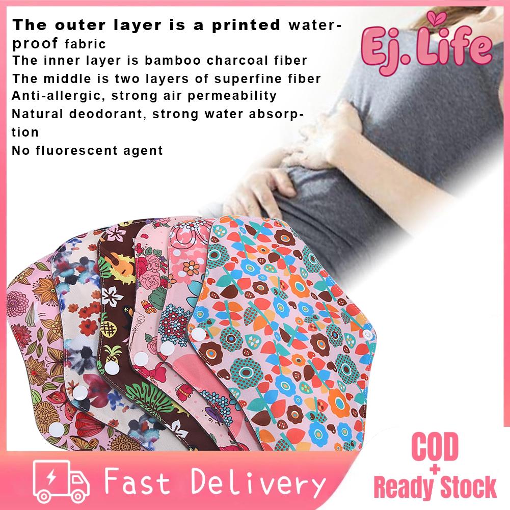 Ej. Life 6 miếng than tre băng vệ sinh có thể giặt được bằng than tre (M 18 x 25cm) (M09+M14+M08+M06+M10+M07