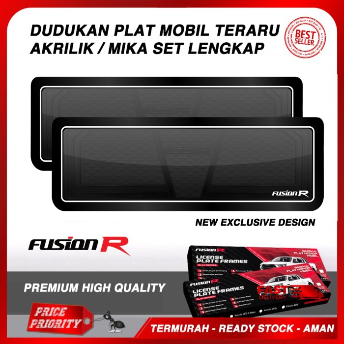 Fusion R Black Acrylic Mica Car Number Plate Holder Frame Set Front Rear Premium Harga 74,576 rupiah*Gratis Ongkir