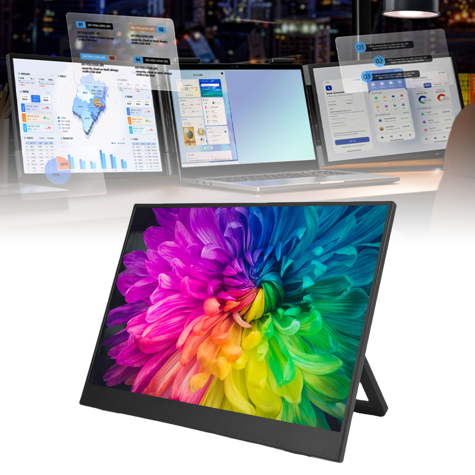 Garosa Màn hình máy tính Yoidesu 14in Bộ mở rộng màn hình máy tính xách tay 1920x1200 60Hz với 2 cổng giao diện đa phương tiện USB loại C và HD 178° 1500:1 cho máy tính bảng Giá 4,688,000 Đồng*Miễn phí vận chuyển