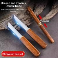 VINTLOOK Bộ dao đôi rồng phượng - Dao thép không gỉ sắc bén dùng cắt trái cây thịt cắm trại ngoài trời và sinh hoạt hàng ngày