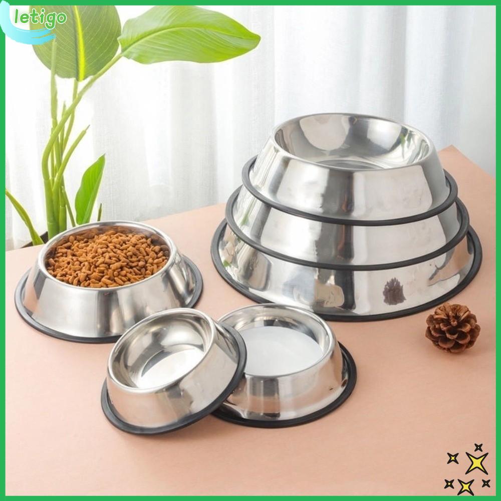 LETIGO Không trượt Bát ăn cho mèo và chó Thép không gỉ Dễ dàng làm sạch Bát ăn bằng  loại Bền bỉ Chống đổ Bát nước uống Phụ kiện thú cưng