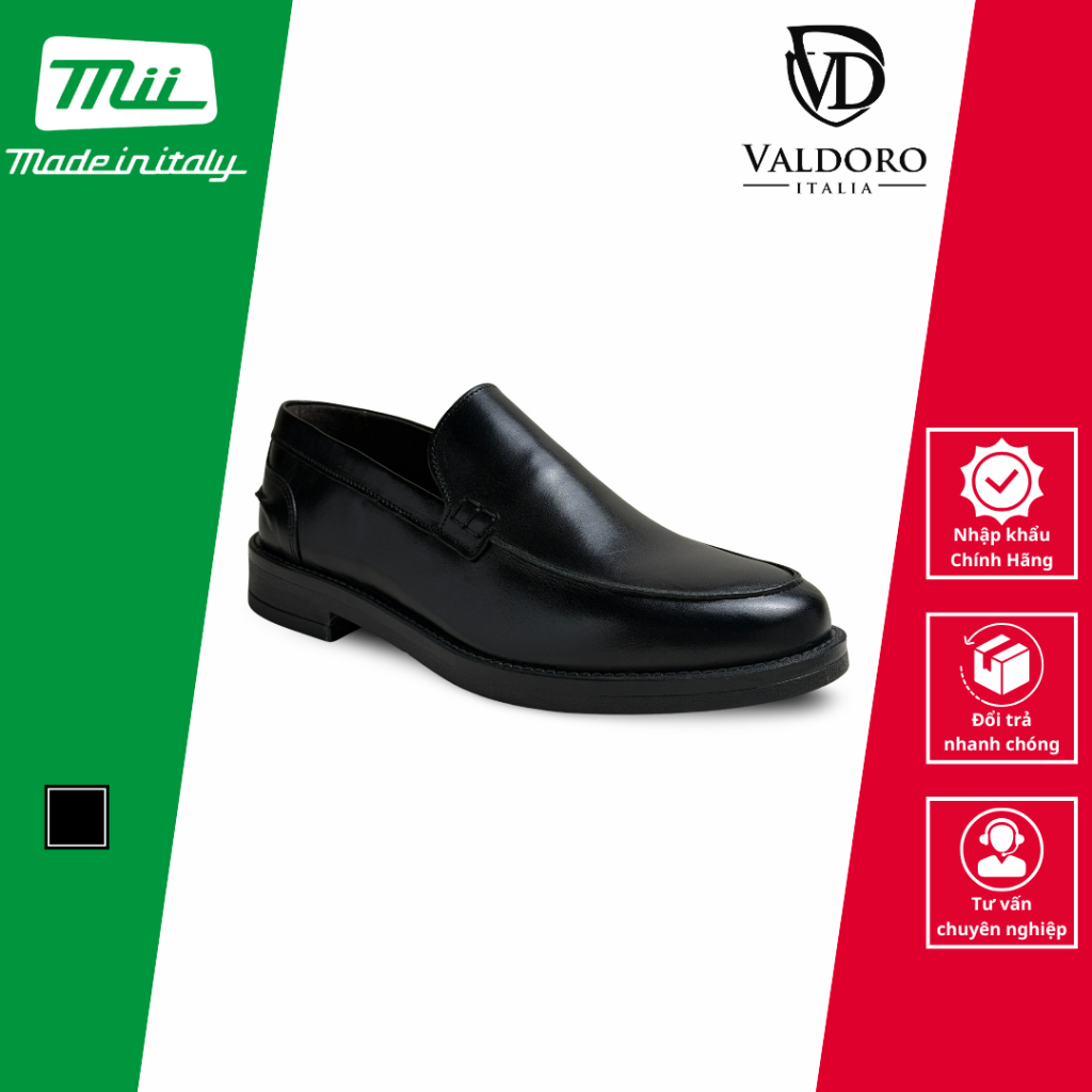 Giày Lười Loafer Nam Bằng Da Thật Màu Đen Sản Xuất Tại Italy - Valdoro -VALDORO-PELLE_NERO