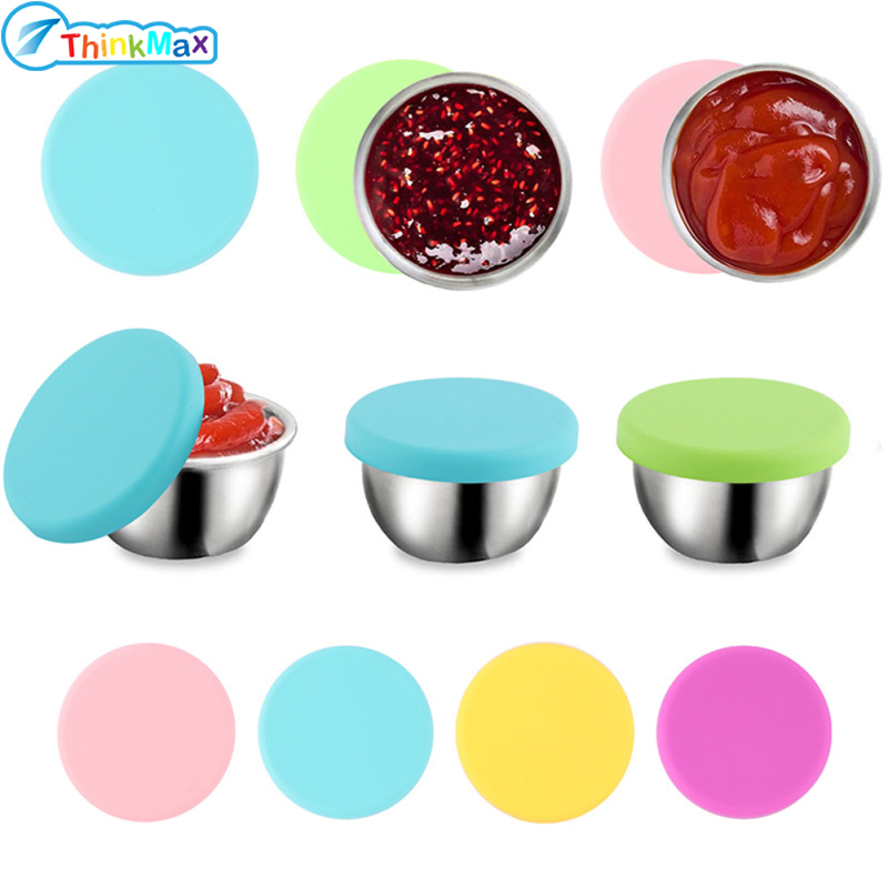 Stainless Steel Sauce Containers With Silicone Lids Reusable Leak-proof Condiment Cup Salad Dressing Container ราคา 54 บาท*ส่งฟรี