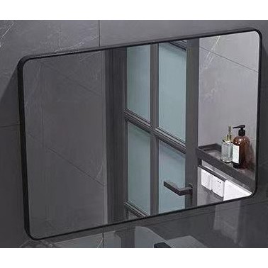 Combo Bàn Đá Lavabo 1 Tầng + lavabo vuông trắng + gương viền đen + vòi đen nóng lạnh + xả lavabo