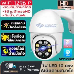 ภาพหน้าปกสินค้ากล้องวงจรปิด กล้องวงจรปิดกันน้ำ ไฟอินฟาเรด+LED 10ดวง แบบโดมไร้สาย 3MP Wifiซูมได้4เท่าตรวจจับการเคลื่อนไหวกล้องวงจรปิดโดมPTZเมนูภาษาไทย(APP:V380) ที่เกี่ยวข้อง