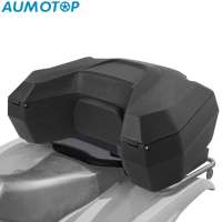 AUMOTOP ATV Rear Storage Box 98L Capacity Rain Proof ATV Rear Rack Cargo Box with Padded Backrest and Lock UTV