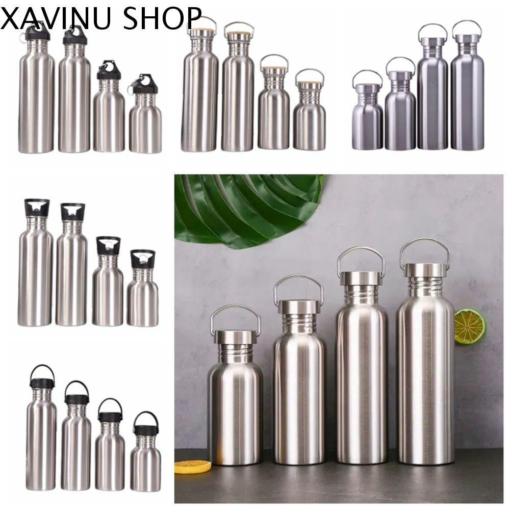 XAVINU Tường đơn Chai nước có tay cầm Nắp nhiều loại Sức chứa lớn Chai miệng rộng Đồ uống 350/500/750/1000ml Bình nước thể thao Ngoài trời