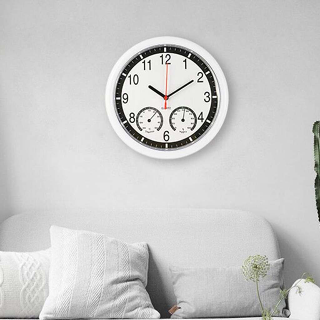 Modern Classic Quartz Wall Clock With Temperature Humidity Display Home Decor Round Wall Clock10 inch Watches Bathroom