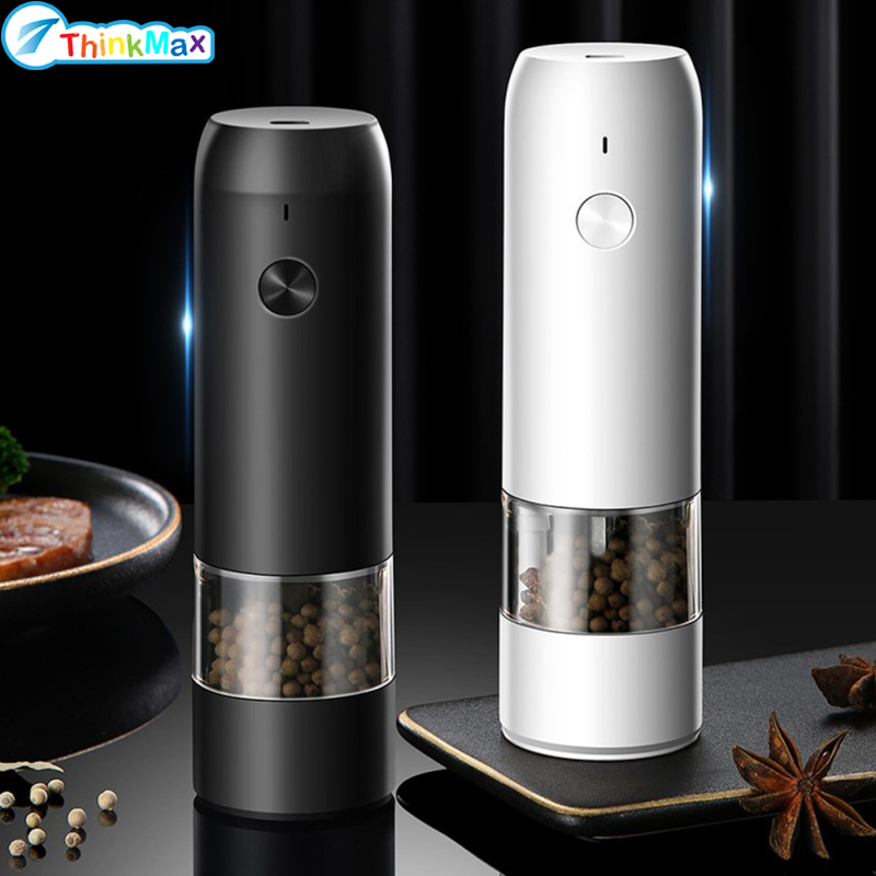 Stainless Steel Usb Rechargeable Electric Pepper Grinder, Led Warm Color Lights 6 Adjustable Thickness, One-button Control Grinding Tool ราคา 576 บาท*ส่งฟรี