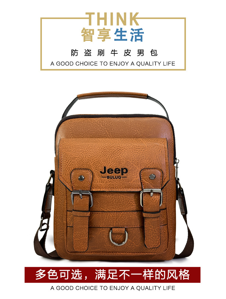 JEEP BULUO men's bag shoulder bag 2024 new crossbody bag business handbag printed logo small bag