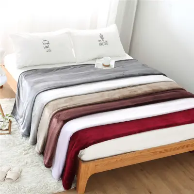 Flannel Blanket Soft Warm High quality Solid Color Blanket Sizes Single / Double