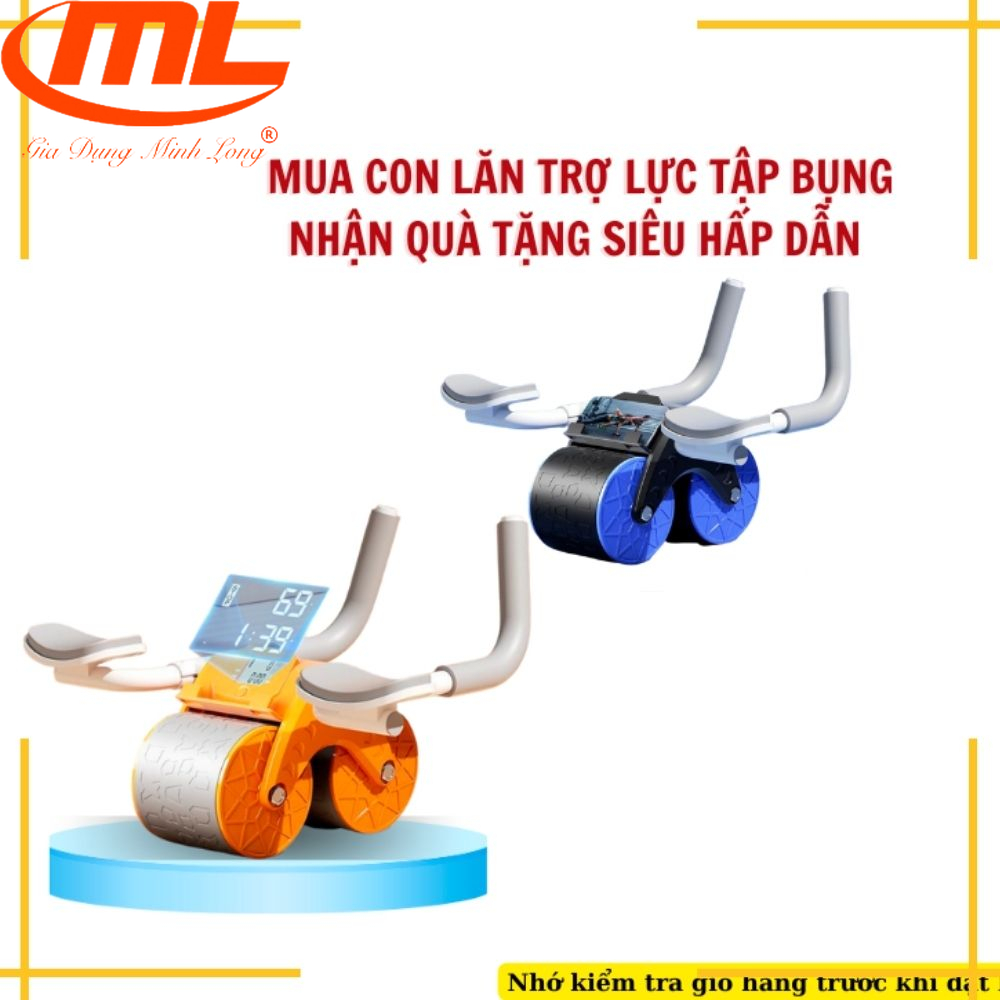 [ Tặng Miếng Lót Chân ] Con Lăn Trợ Lực Tập Bụng Thế Hệ Mới 2 Bánh HIFIT Cao Cấp  Con Lăn Tập Ngực 2