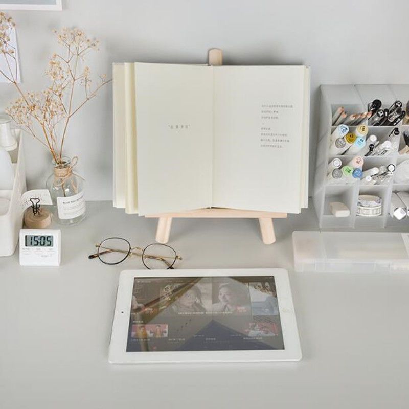 INS style wooden desktop foldable stand, mobile phone iPad stand decoration, student desk storage, tablet art shelf_voghion.com