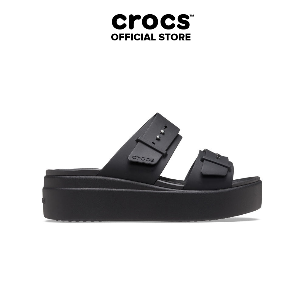 Dép Xăng Đan Đế Xuồng Nữ Crocs Brooklyn Buckle - Black