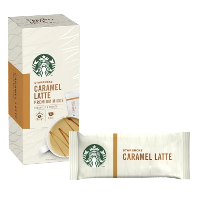 STARBUCKS Caramel Latte Premium Coffee Mix, 86g Box of 4 x 21.5g Sticks