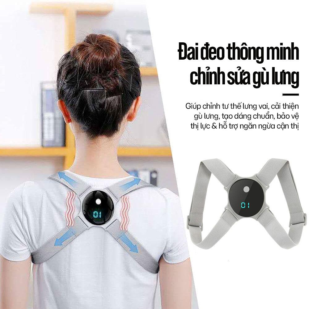 Đai Chống Gù Lưng Thông Minh Cảm Biến Rung Nhắc Nhở Tư Thế Đúng Cho Người Lớn Và Trẻ Em Tiện Lợi
