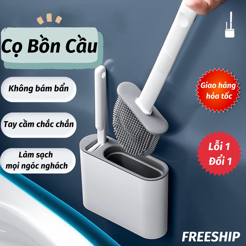 Chổi cọ bồn cầu ,chổi cọ nhà vệ sinh silicon giá đựng dán tường siêu dính thoát nước tiện ích