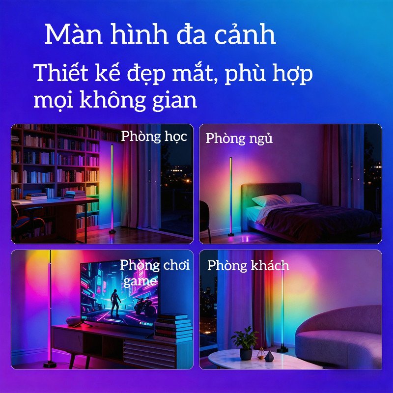 Mishilei Đèn đứng LED RGB đồng bộ nhạc Bluetooth App Remote hẹn giờ ánh sáng góc phòng trang trí phòng ngủ phòng khách setup game