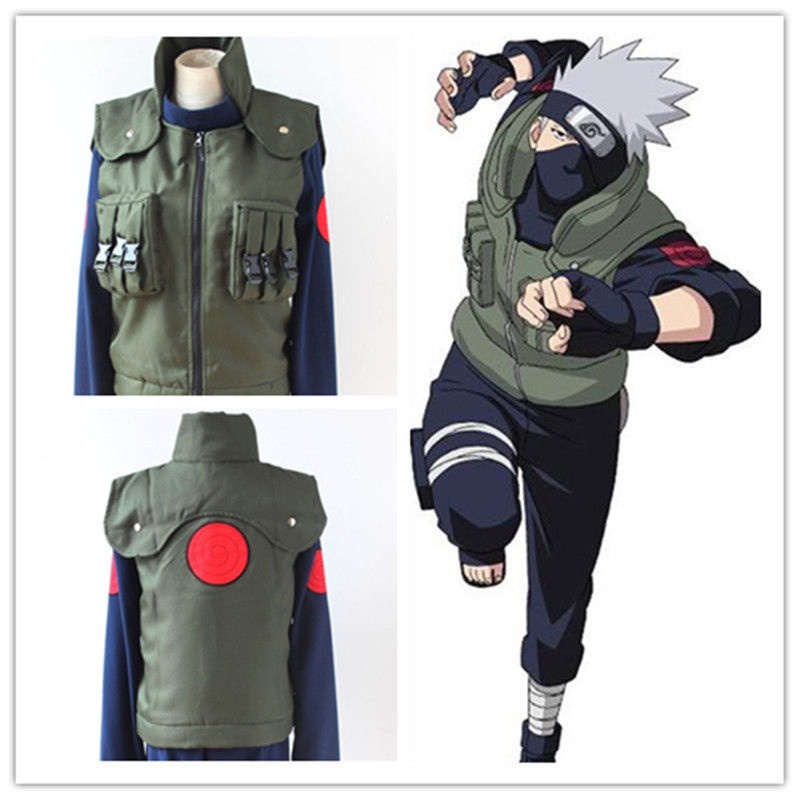 Naruto Cosplay Costume- Naruto Shippuden Hatake Kakashi 11 parts in 1  Deluxe Costume Set with Prop for Halloween / Party