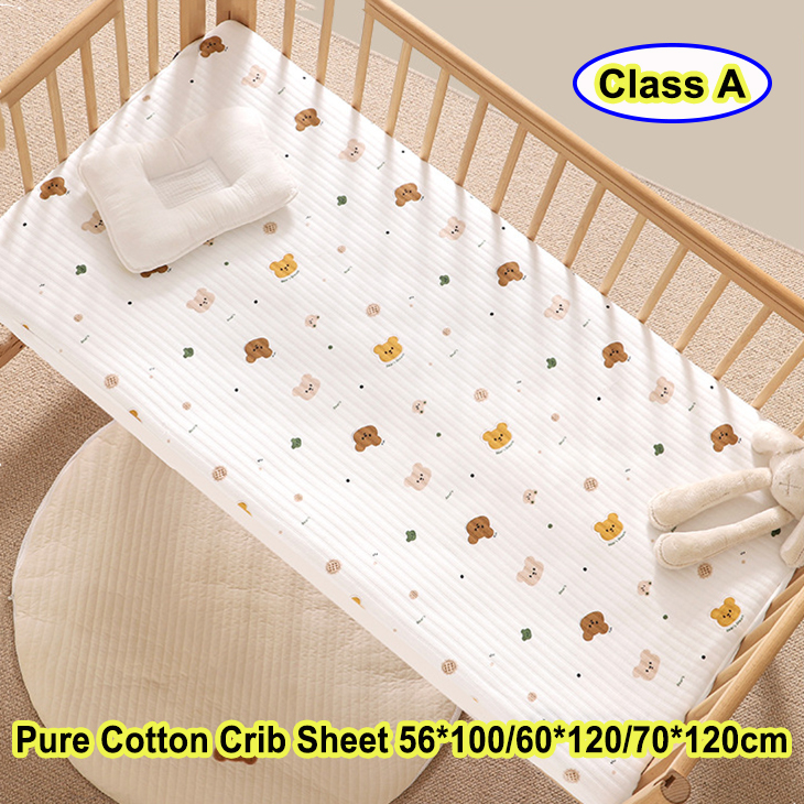 New Cotton Quilted Crib Fitted Sheet Baby Bed Mattress Cover with Elastic Band, Cartoon Bed Protector
