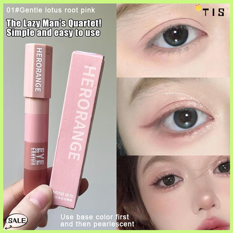 Follow Get New【TIS】 Herorange 4 trong 1 Eyeshadow bút chì Kit nhung Matte sắc tố ánh sáng lung linh làm nổi bật trang điểm kết hợp mini Eye Shadow bút mỹ phẩm - 3