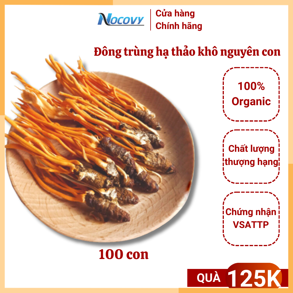 Đông trùng hạ thảo khô nguyên con ký chủ, nhộng tằm thương hiệu NOCOVY hỗ trợ đường hô hấp, giảm thiếu tối đa bệnh liên quan đến tiểu đường cam kết chính hãng 100% an toàn tuyệt đối với người sử dụng