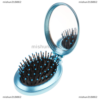mishun318862 Lược chải tóc du lịch gấp gọn có gương Quà Tặng Lược nhỏ gọn bỏ túi