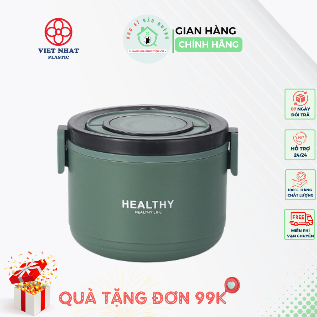 Cặp lồng cơm giữ nhiệt, hộp giữ nhiệt, cặp lồng, cà men, hộp đựng cơm, thức ăn giữ nhiệt lõi inox healthy việt nhật