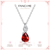 FANCIME ″Timeless Heart″ Ruby July Gemstone Sterling Silver Necklace