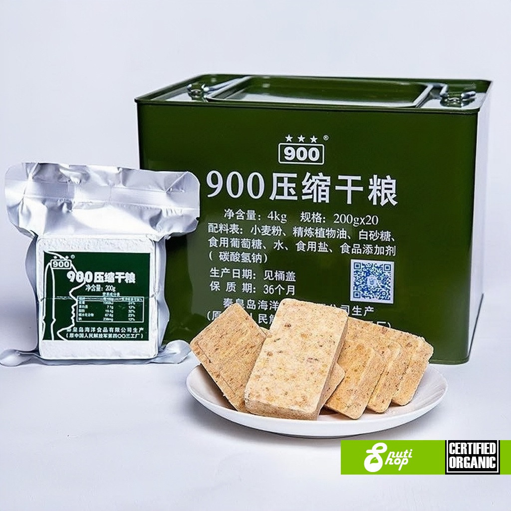 Lương khô 3 sao 900 - Lương khô quân đội Thùng Sắt - hộp 1kg2 / 4Kg - AVAA