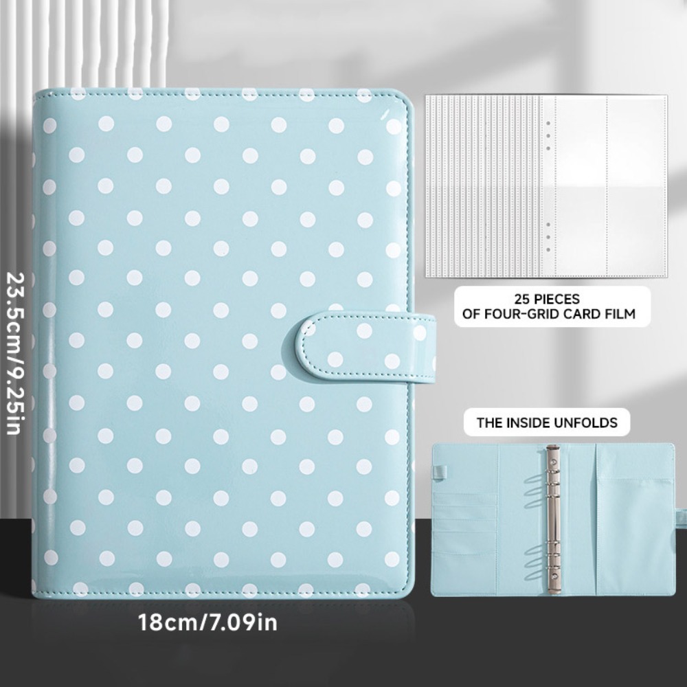 MASTERYX PU Leather Photo Binder Book 6 Ring A5 Loose-leaf Ledger Polka Dot Refillable Notebook Binder Photo Organization