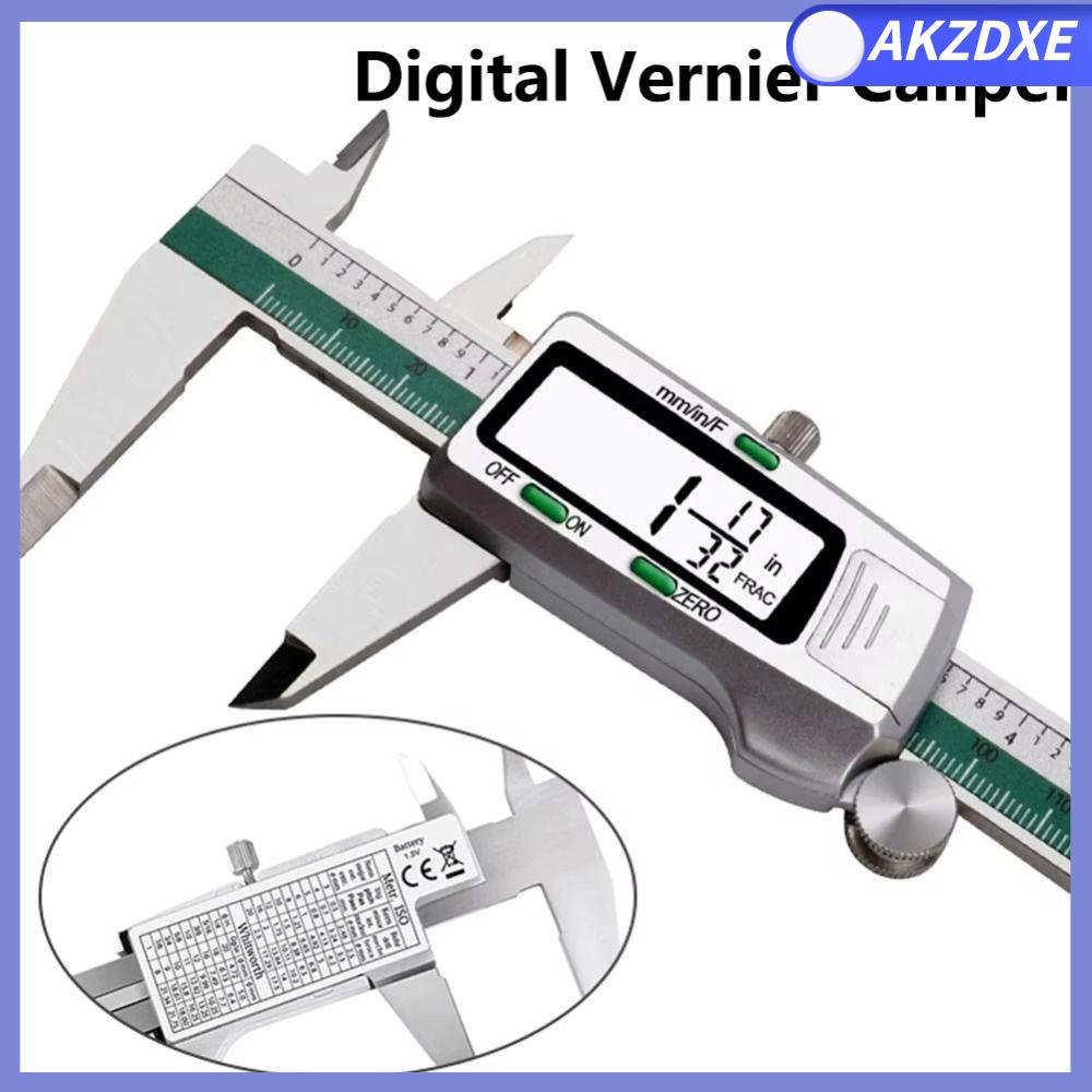 AKZDXE 150mm Thước kẹp Vernier Thép không gỉ Màn hình LCD Thước kẹp kỹ thuật số Di động Chất lượng cao Thước kẹp trượt Dụng cụ đo lường
