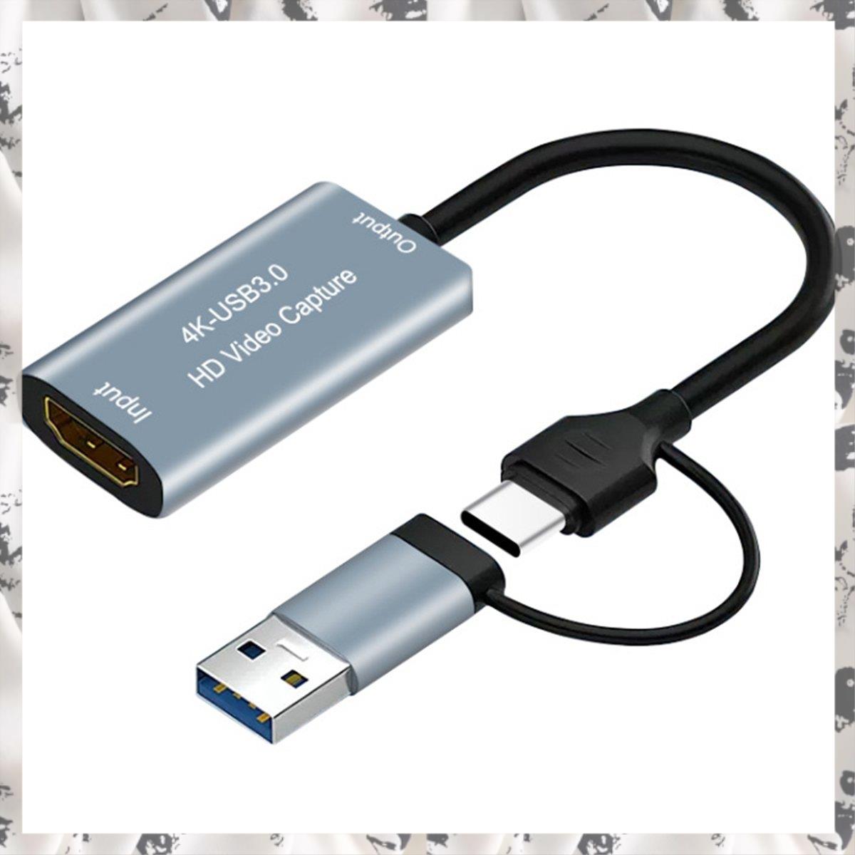Video Capture Card USB3.0 Video Capture Card Video Game Recorder Card 4K -Compatible to USB Type C for Gaming Live Streaming