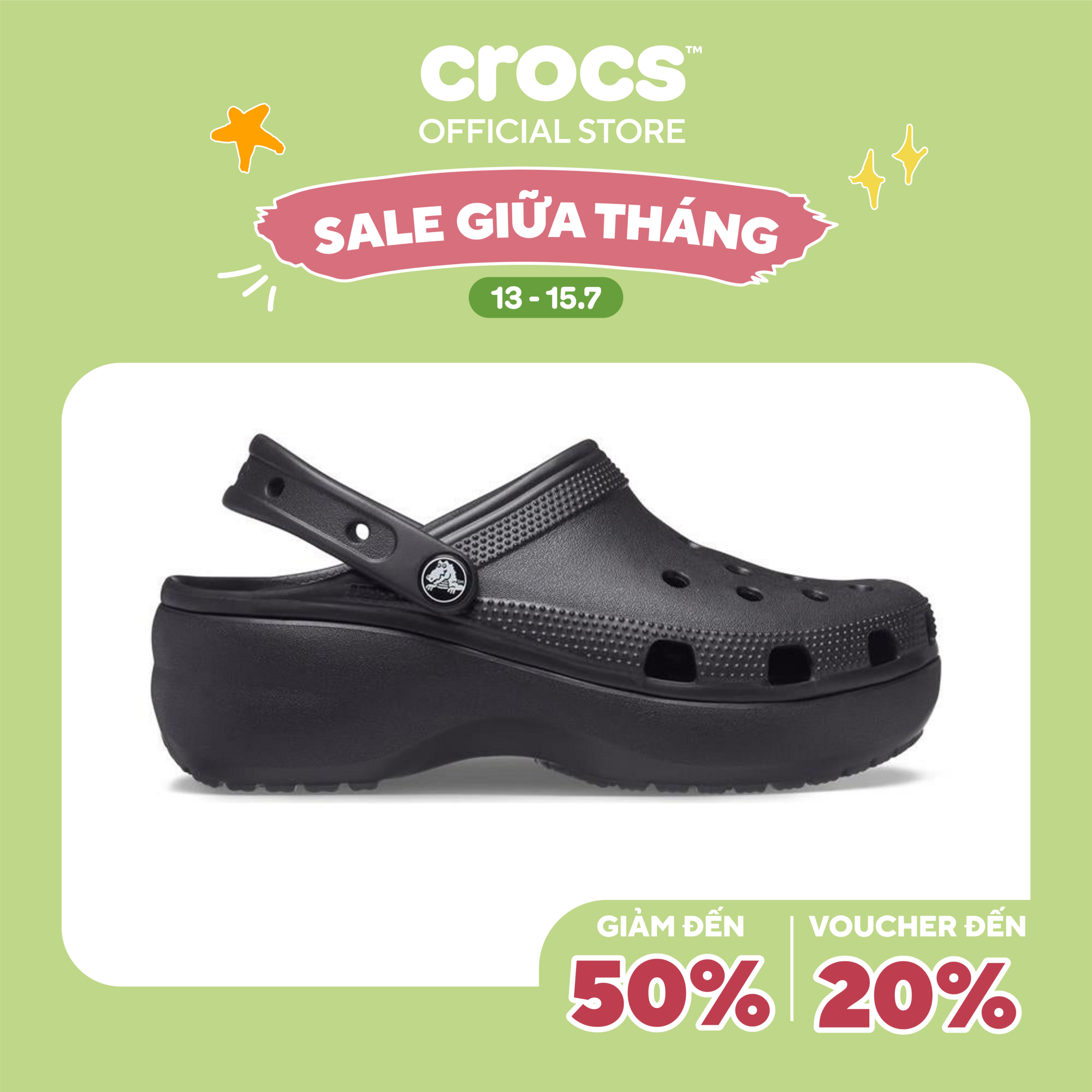 Giày Clog Nữ Crocs Platform Classic - 206750-001