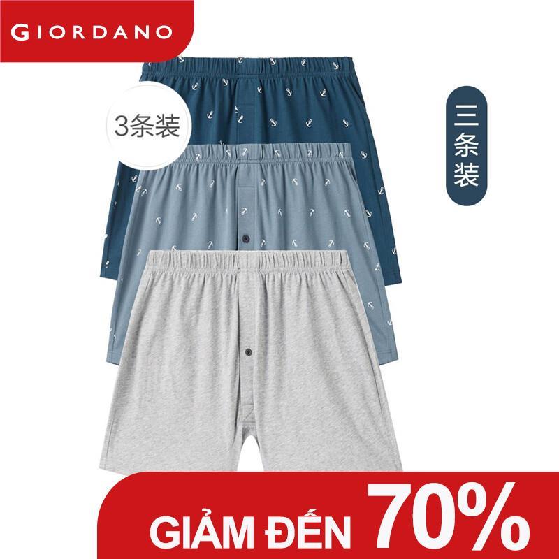 Combo 3 quần lót nam Boxer chất cotton thuận kháng khuẩn chống mùi thoải mái Giordano 18171001