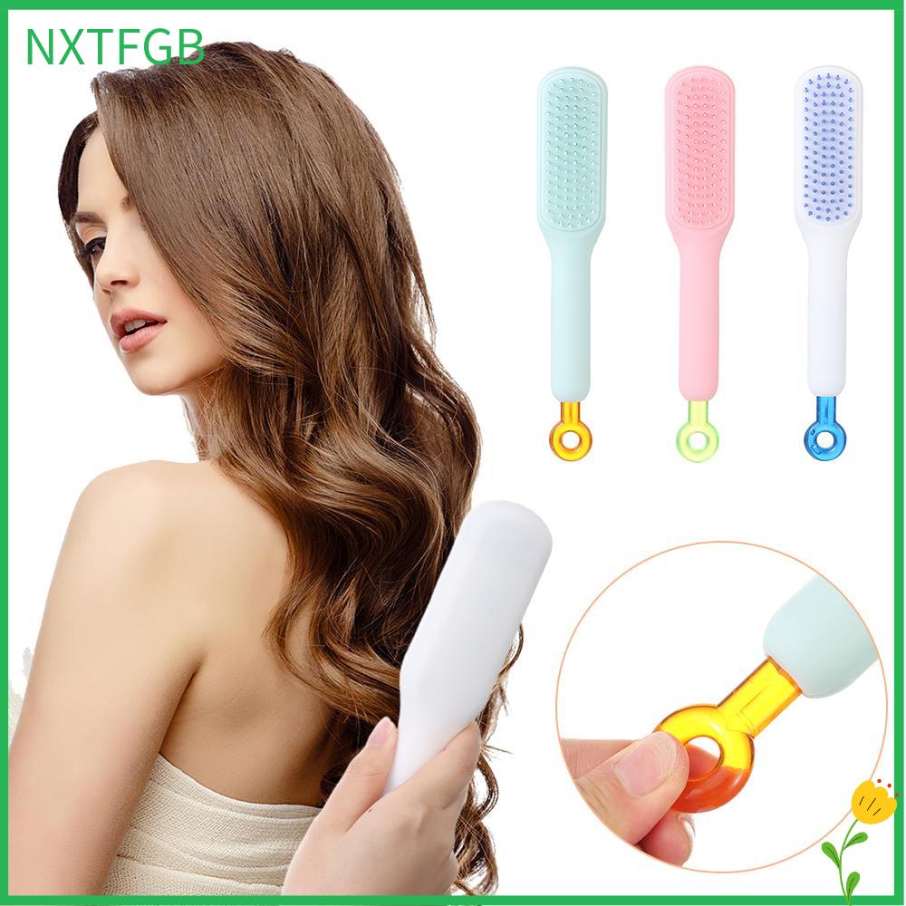 NXTFGB ABS Lược chải tóc tự làm sạch Chống tĩnh điện Làm mịn Lược chải tóc Quà Tặng Tự làm sạch Dụng cụ tạo kiểu tóc làm tóc