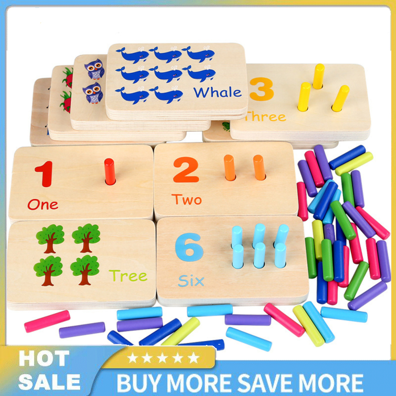 Kids Wooden Sensory Toys Mathematics Learning Color Cognition Matching