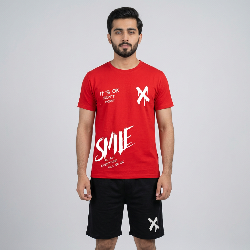 Smile Printed Tracksuit Shoot/T shirts For men/boys Summer Collection