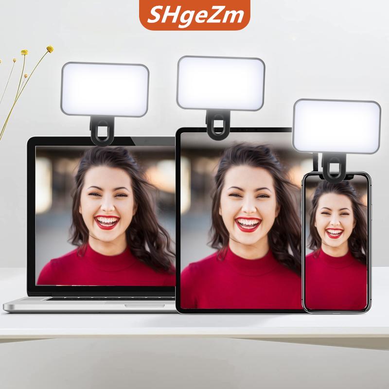 [COD] SHgeZm Xách tay Mini Selfie LED Fill ánh sáng có thể sạc lại 3 chế độ có thể điều chỉnh độ sáng clip trên cho điện thoại, máy tính xách tay, máy tính bảng điền vào ánh sáng