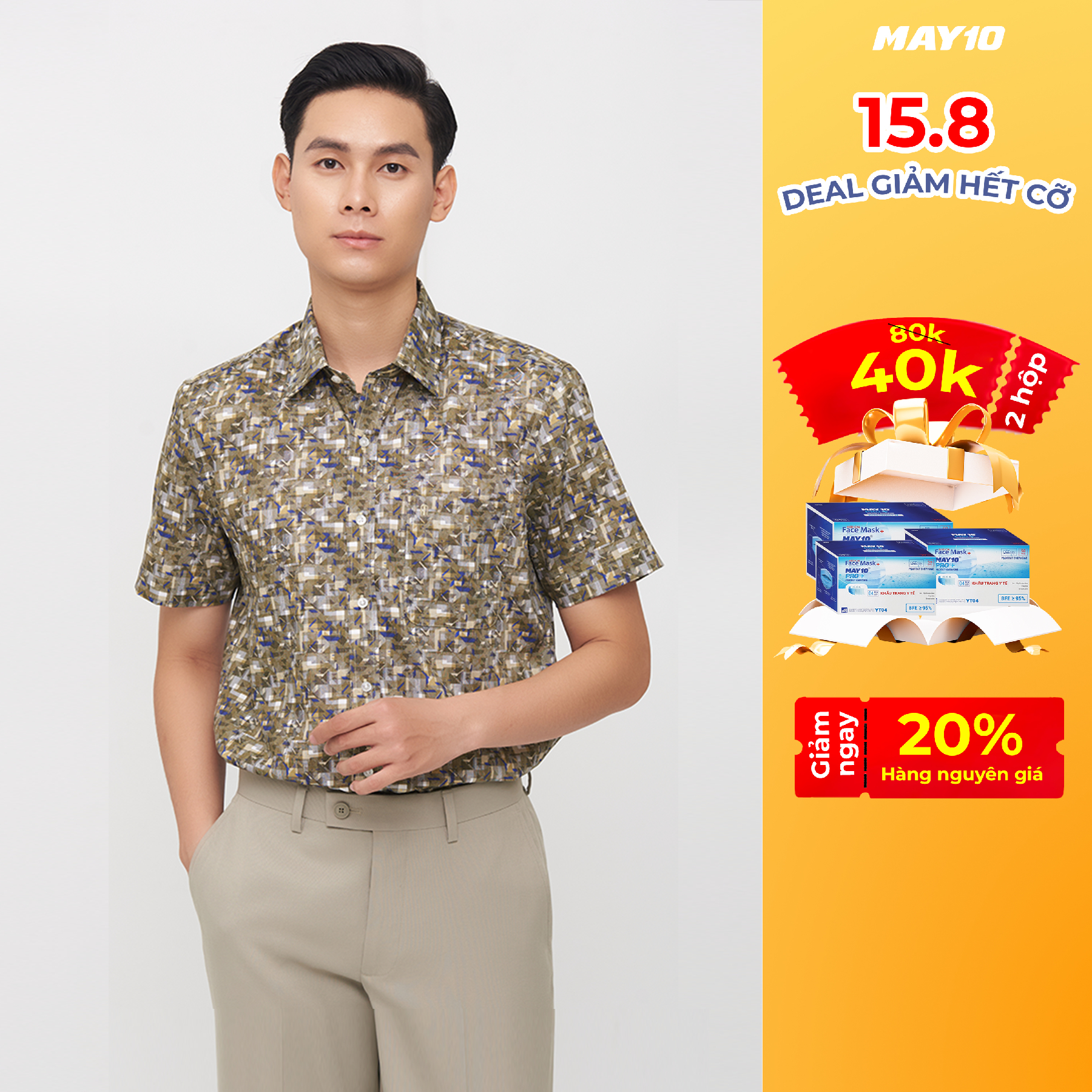Áo sơ mi nam cộc tay may 10 form regular mã 010119061 h115