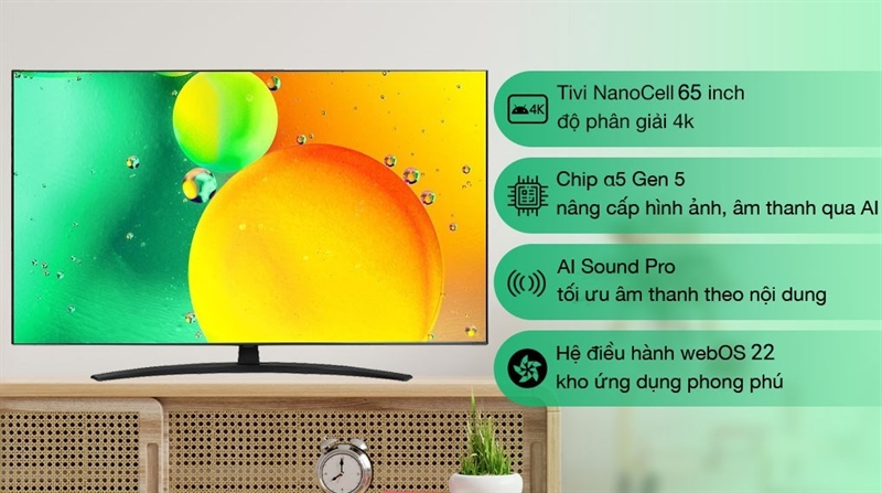 Smart Tivi NanoCell LG 4K 65 inch 65NANO76SQA 2022 - INDONESIA