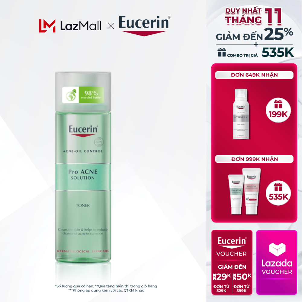Nước cân bằng cho da mụn Eucerin Pro Acne Toner 200ml