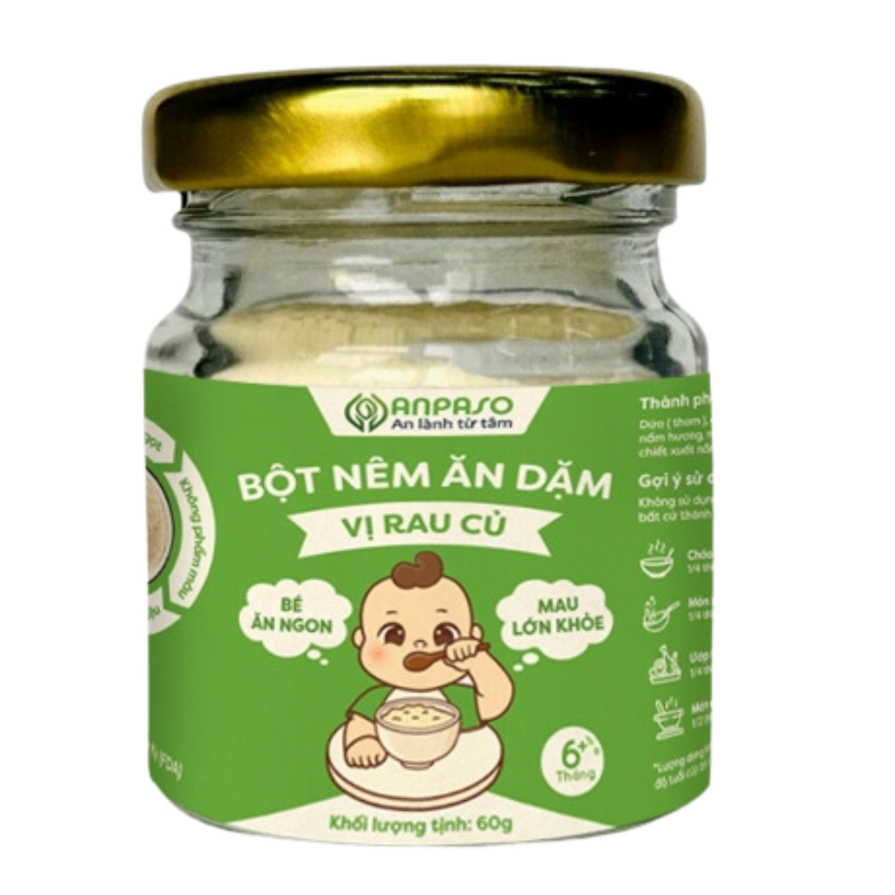 Hạt Nêm Ăn Dặm Cho Bé Anpaso Gia Vị Ăn Dặm Bột Nêm Vị Rau Củ Nấm Hương Măng Tây Rong Biển Tự Nhiên - Bibo Mart