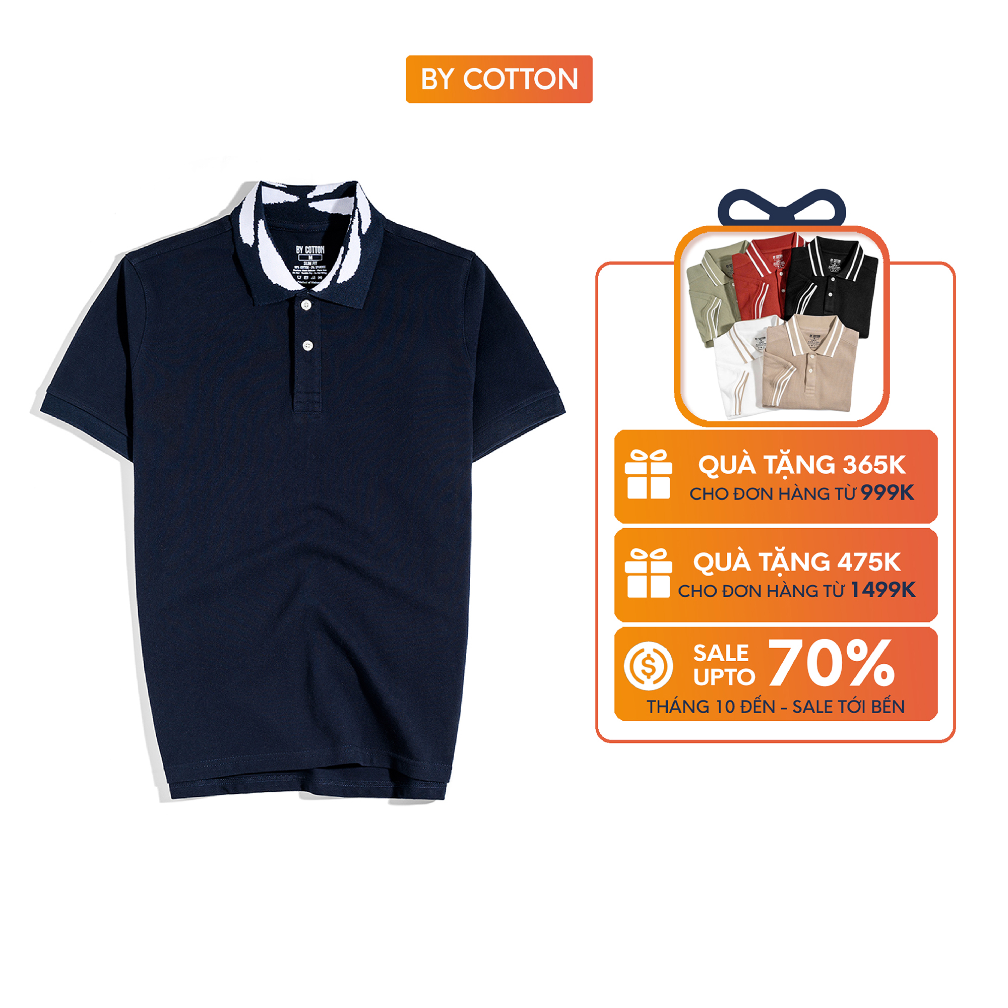 (Dic shop) Áo Thun Polo Nam Cao Cấp Pique 1.0 Xanh Đen Phối Bo Cổ By Cotton