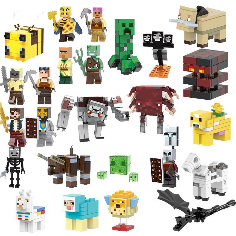 minecraft toys Compatible with LEGO  building blocks Children Diy Educational Toys Tương thích với Minecraft Warthog mới của LEGO, Quái vật Magma, Ngựa xương, Rồng Ender, Đồ chơi khối xây dựng lắp ráp động vật