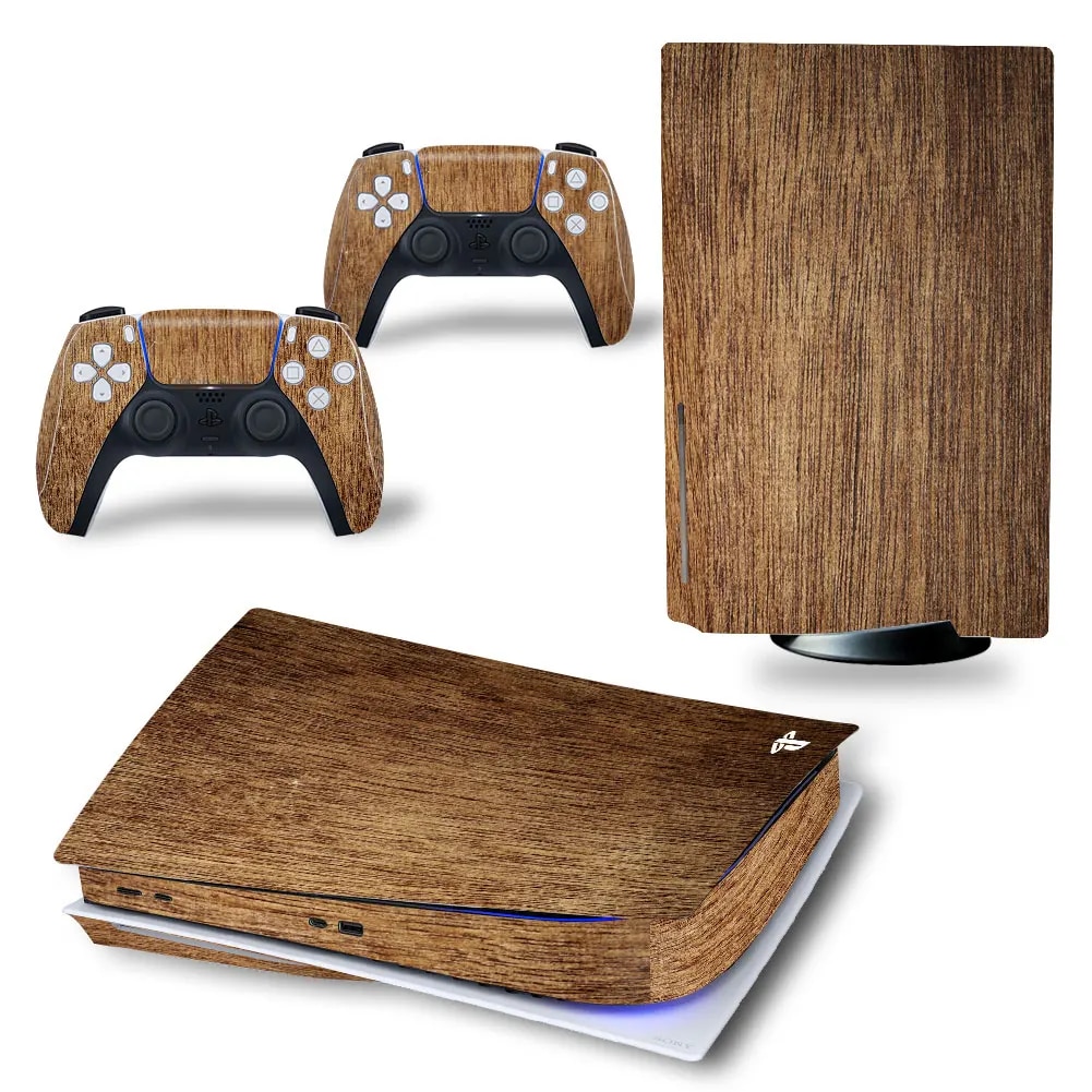 【Innovative】 Gamegenixx Ps5 Standard Disc Skin Sticker Wood Grain Removable Cover Pvc Vinyl For Ps5 Console And 2 Controllers