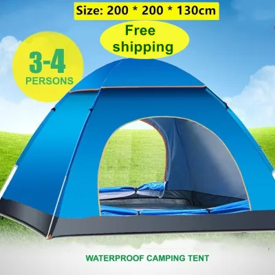 *SG seller* Automatic Open Tent Instant Portable Outdoor Beach Tent Hiking Family Camp Anti UV 3-4 Persons Camping Tent Waterproof Family tent light tent portable tent
