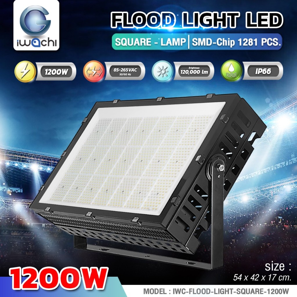 Iwachi Stadium Floodlight 400W 600W 1200W White Light 6500K Ac85-265V Aluminum Material Waterproof Ip66 ราคา 5,999 บาท*ส่งฟรี